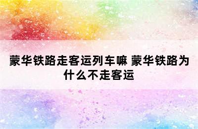 蒙华铁路走客运列车嘛 蒙华铁路为什么不走客运